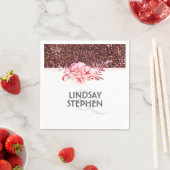 バラ金ゴールドグリッターヴィンテージ結婚フローラ スタンダードカクテルナプキン (インサイチュ)