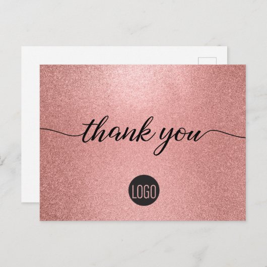 バラ金ゴールドグリッター中小規模企業のお客様 ポストカード (正面/裏面)