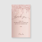 バラ金ゴールドグリッター乾燥サンキューカード磁石 (正面)