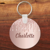 バラ金ゴールドグリッター乾燥モノグラム キーホルダー (正面)