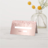 バラ金ゴールドグリッター乾燥赤面バルーン誕生日 プレイスカード (正面)