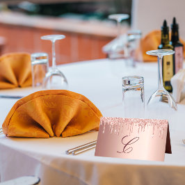 バラ金ゴールドグリッター乾燥赤面モノグラムイニシャル プレイスカード