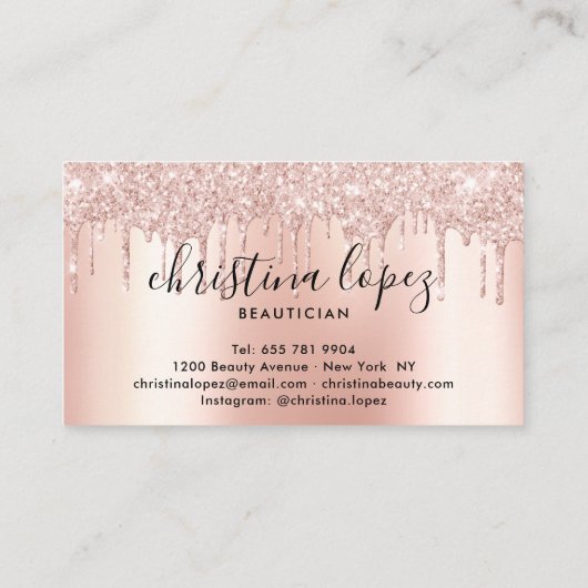 バラ金ゴールドグリッター乾燥金属美しいサロン 名刺 (裏面)