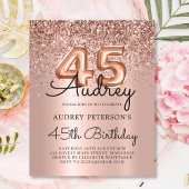 バラ金ゴールドグリッター予算45th誕生日招待状