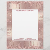 バラ金ゴールドグリッター事業用書簡テンプレート レターヘッド (正面)