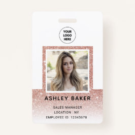 バラ金ゴールドグリッター会社セキュリティID写真名 バッジ