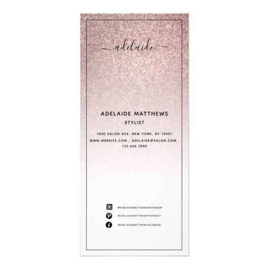 バラ金ゴールドグリッター価格表サロンサービス・メニュー ラックカード (正面)