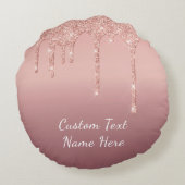 バラ金ゴールドグリッター円枕カスタム文字 ラウンドクッション (裏面)