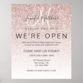 バラ金ゴールドグリッター再開封化粧ヘアサロン ポスター