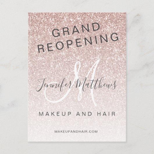 バラ金ゴールドグリッター再開放サロンCOVID安全性 ポストカード (正面)