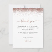 バラ金ゴールドグリッター写真ブライダルシャワーありがとう カード (正面)