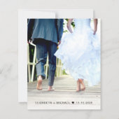 バラ金ゴールドグリッター写真結婚式レセプション招待状 (裏面)