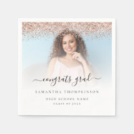 バラ金ゴールドグリッター写真2024おめでとう卒業 スタンダードカクテルナプキン