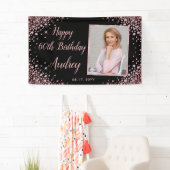 バラ金ゴールドグリッター写真60th誕生日へようこそ 横断幕 (インサイチュ)