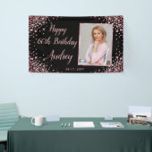 バラ金ゴールドグリッター写真60th誕生日へようこそ 横断幕 (トレードショー)