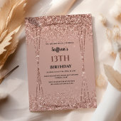 バラ金ゴールドグリッター効果誕生日パーティーの招待 招待状