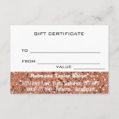 バラ金ゴールドグリッター化粧ギフト券 エンクロージャーカード (裏面)