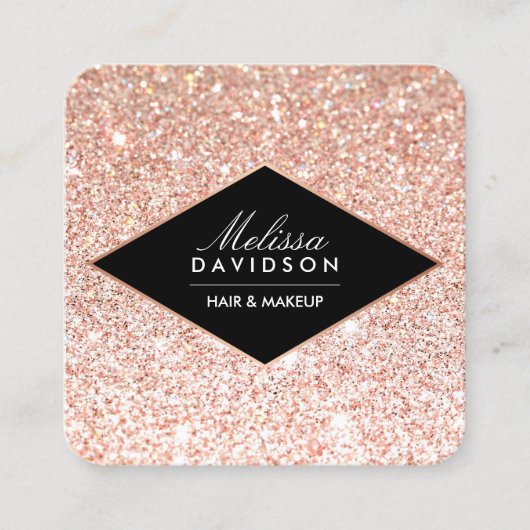 バラ金ゴールドグリッター及びグラマー美しい スクエア名刺 (正面)