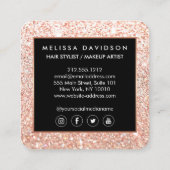 バラ金ゴールドグリッター及びグラマー美しい スクエア名刺 (裏面)