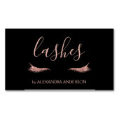 バラ金ゴールドグリッター及びスパークルアイラッシュ伸張 マグネット名刺 (正面)