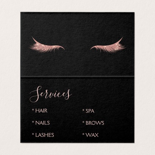 バラ金ゴールドグリッター及びスパークルアイラッシュ伸張 名刺 (内部フラット)