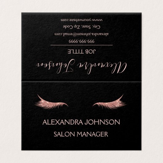 バラ金ゴールドグリッター及びスパークルアイラッシュ伸張 名刺 (外部フラット)