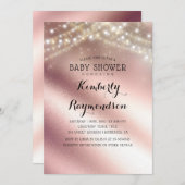バラ金ゴールドグリッター及びスリングライトベビーシャワー 招待状 (正面/裏面)