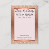 バラ金ゴールドグリッター及びピンクジュエリー表示カード 名刺 (正面)