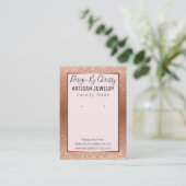 バラ金ゴールドグリッター及びピンクジュエリー表示カード 名刺 (スタンド正面)