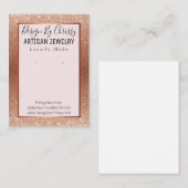 バラ金ゴールドグリッター及びピンクジュエリー表示カード 名刺 (正面/裏面)