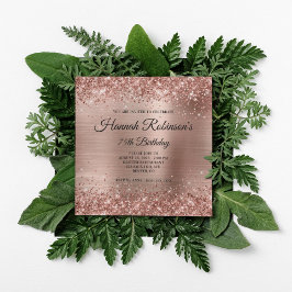 バラ金ゴールドグリッター及びフォイルモノグラム75誕生日 招待状