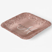 バラ金ゴールドグリッター及びホイ結婚ルモノグラムのズ ペーパープレート (傾斜あり)