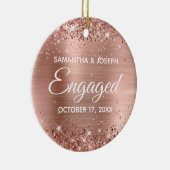 バラ金ゴールドグリッター及び光沢ホイル婚約した セラミックオーナメント (右)