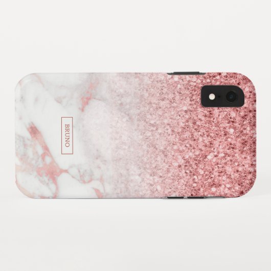 バラ金ゴールドグリッター及び大理石グラデーショントレンディーデザイン Case-Mate iPhoneケース (裏面(横))