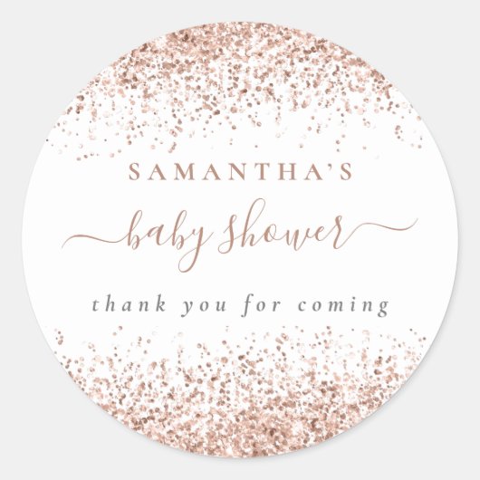 バラ金ゴールドグリッター名サンキューベイビーシャワー ラウンドシール (正面)