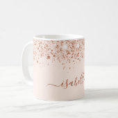 バラ金ゴールドグリッター名スクリプトglam コーヒーマグカップ (正面左)