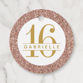 バラ金ゴールドグリッター名ピンクスウィート16 フェイバータグ