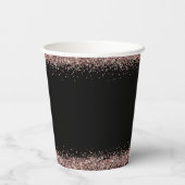 バラ金ゴールドグリッター名ブライダルシャワーブラック 紙コップ (裏面)