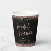 バラ金ゴールドグリッター名ブライダルシャワーブラック 紙コップ (正面)