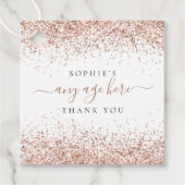 バラ金ゴールドグリッター名年齢誕生日ありがとう フェイバータグ (正面)