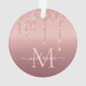 バラ金ゴールドグリッター名文字クリスマスオーナメント オーナメント (裏面)