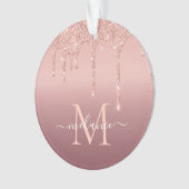 バラ金ゴールドグリッター名文字クリスマスオーナメント オーナメント (正面)