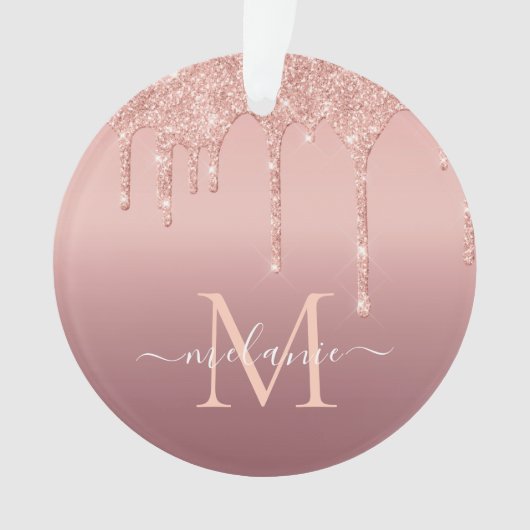 バラ金ゴールドグリッター名文字クリスマスオーナメント オーナメント (正面)