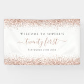 バラ金ゴールドグリッター名日付ようこそ21日 横断幕 (横)