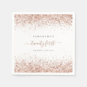 バラ金ゴールドグリッター名日付21番目のパーティー スタンダードカクテルナプキン (正面)