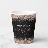 バラ金ゴールドグリッター名日付21stパーティーブラック 紙コップ (正面)