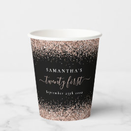 バラ金ゴールドグリッター名日付21stパーティーブラック 紙コップ