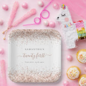 バラ金ゴールドグリッター名日付21st誕生日パーティー ペーパープレート (パーティー)