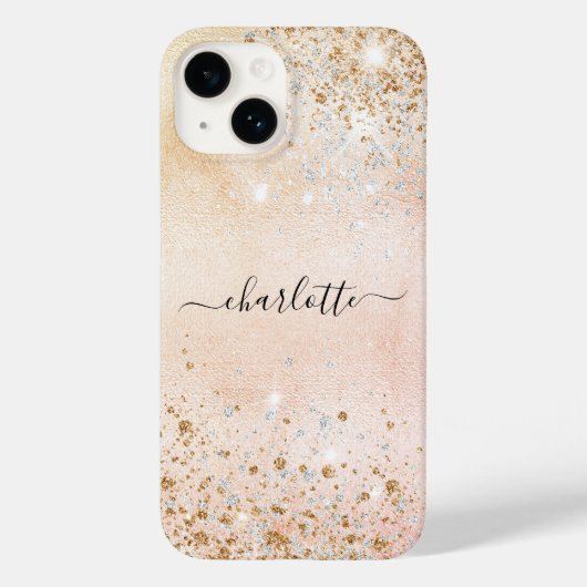 バラ金ゴールドグリッター名 Case-Mate iPhoneケース (裏面)
