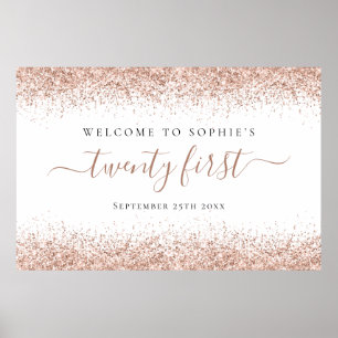 バラ金ゴールドグリッター名Date Welcome Script 21st ポスター